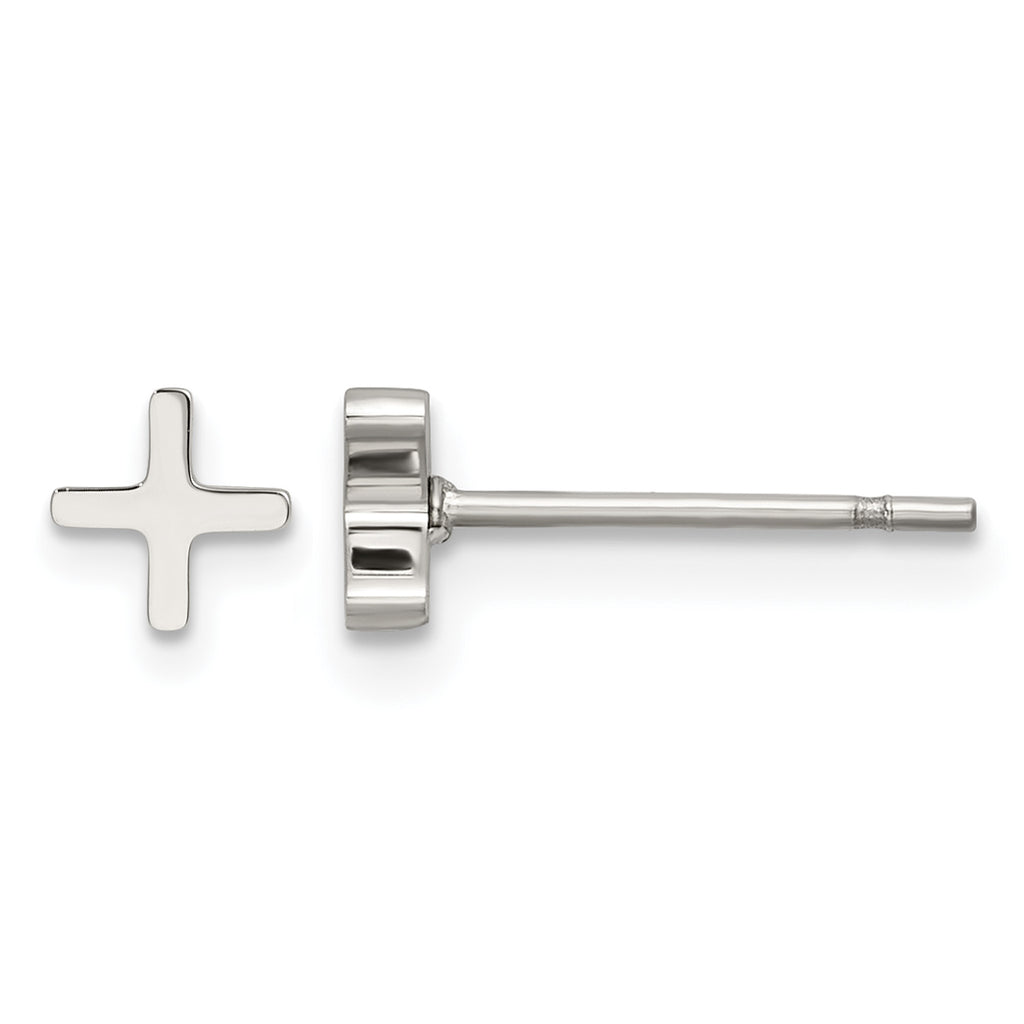 Stainless Steel Polished Button Earrings