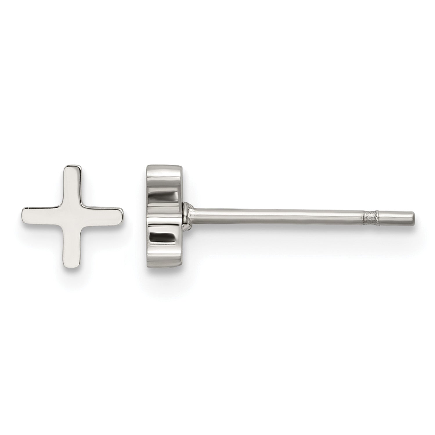 Stainless Steel Polished Button Earrings