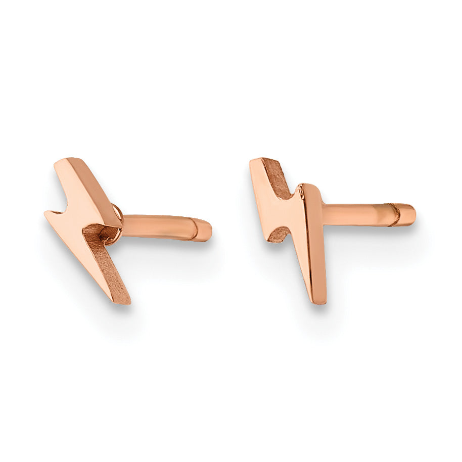 Stainless Steel Rose Gold-Tone Polished Button Earrings