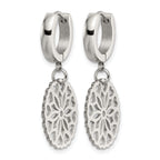 Stainless Steel Polished Hinged Flower Huggie Hoop Earrings for Women