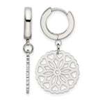 Stainless Steel Polished Hinged Flower Huggie Hoop Earrings for Women