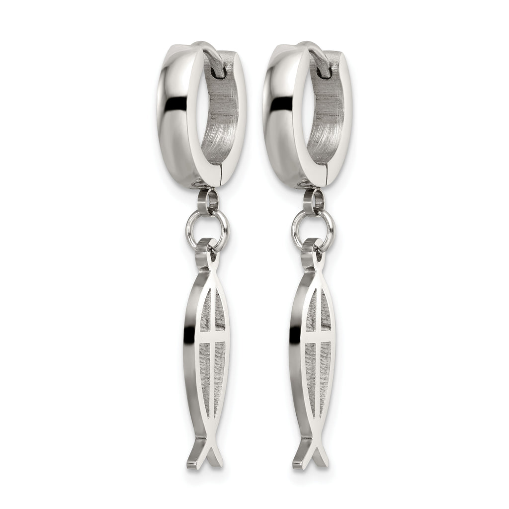 Stainless Steel Polished Hinged Huggie Hoop Earrings for Women