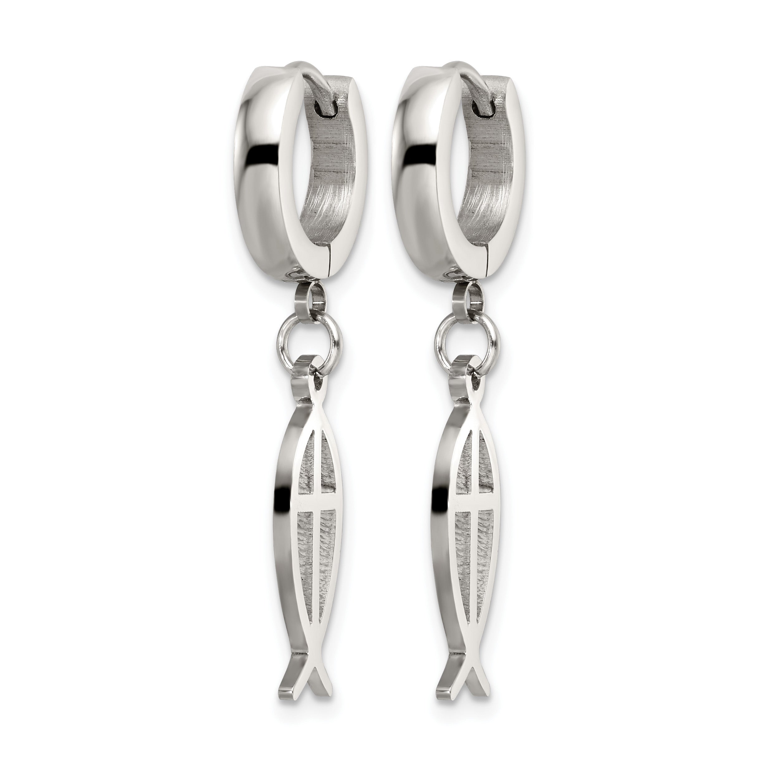 Stainless Steel Polished Hinged Huggie Hoop Earrings for Women