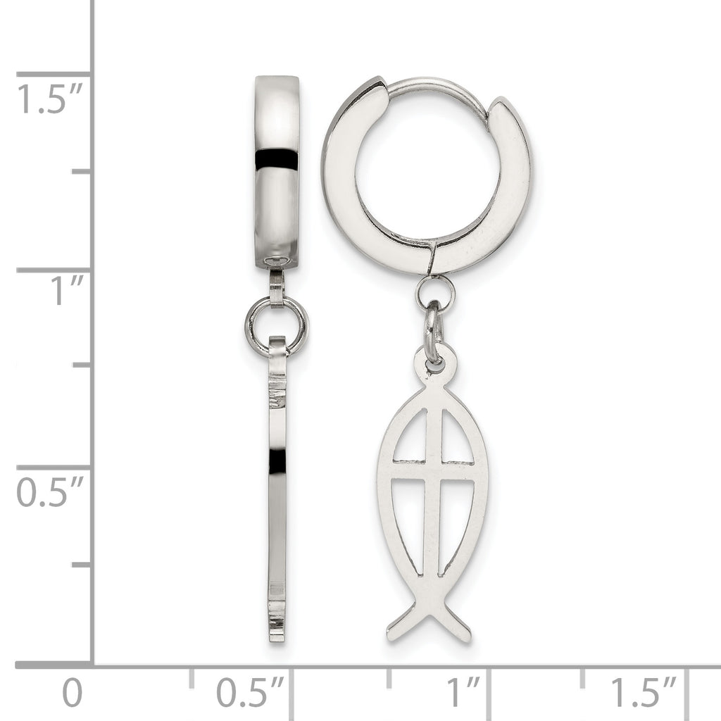 Stainless Steel Polished Hinged Huggie Hoop Earrings for Women