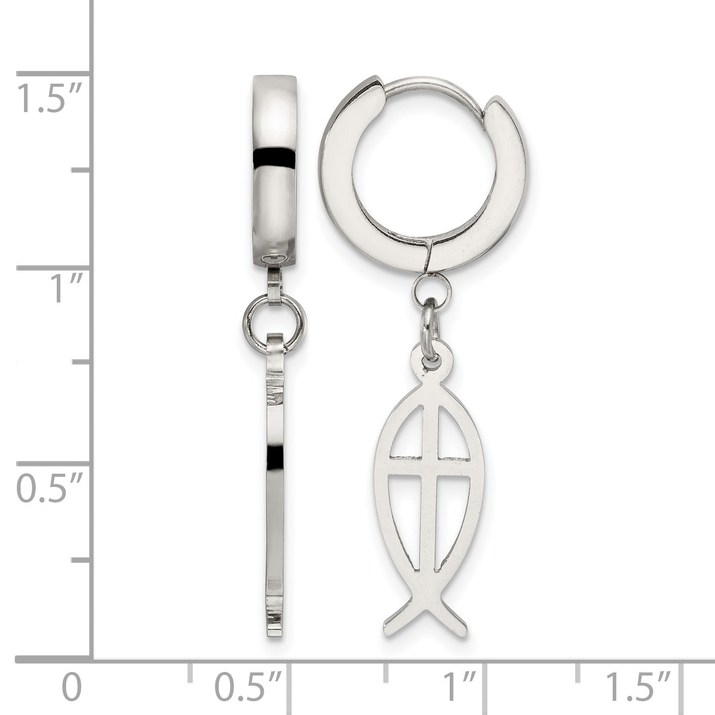 Stainless Steel Polished Hinged Huggie Hoop Earrings for Women