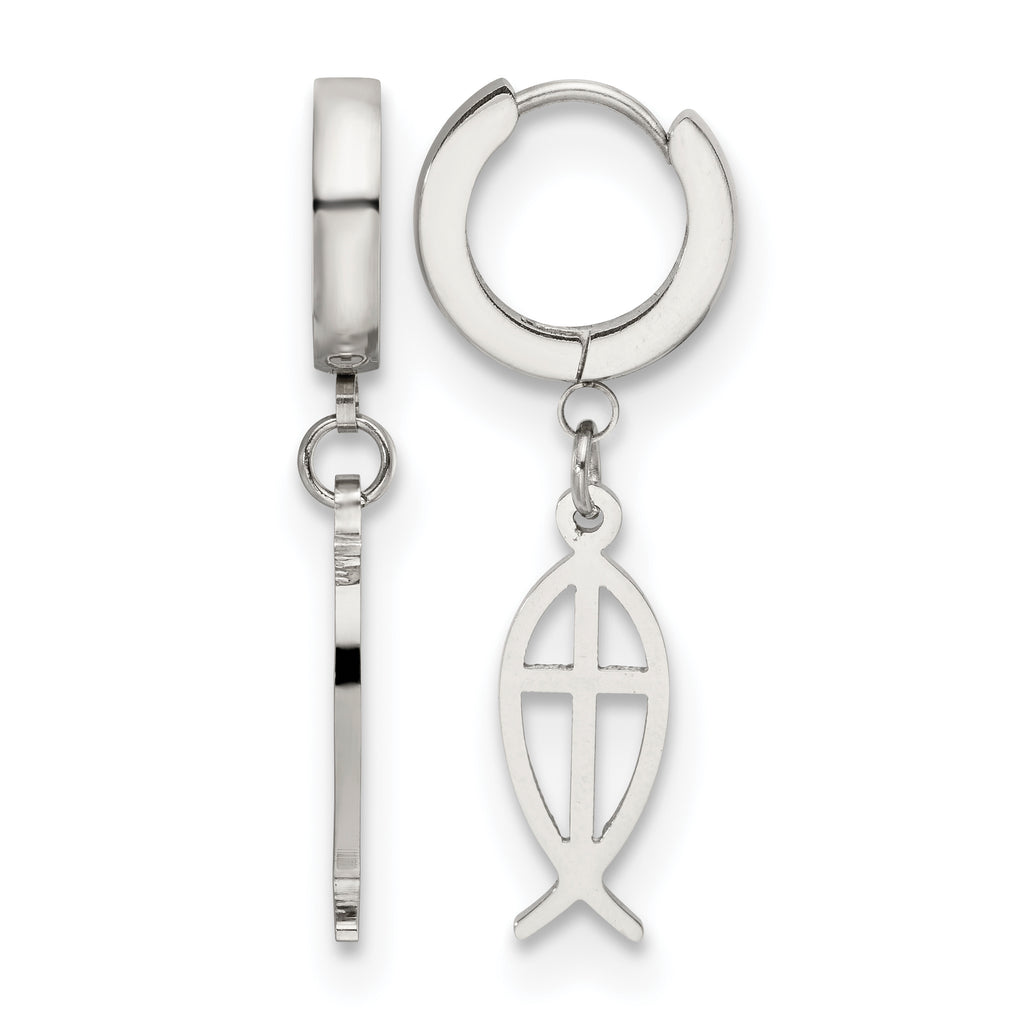 Stainless Steel Polished Hinged Huggie Hoop Earrings for Women