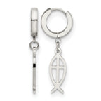 Stainless Steel Polished Hinged Huggie Hoop Earrings for Women