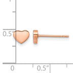 Stainless Steel Rose Gold-Tone Polished Heart Button Earrings for Women