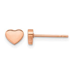 Stainless Steel Rose Gold-Tone Polished Heart Button Earrings for Women