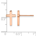 Stainless Steel Rose Gold-Tone Polished Cross Button Earrings for Women