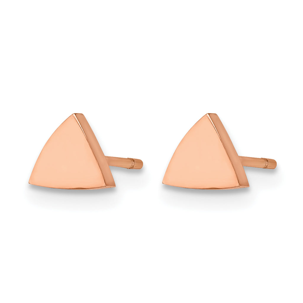 Stainless Steel Rose Gold-Tone Polished Button Earrings for Women