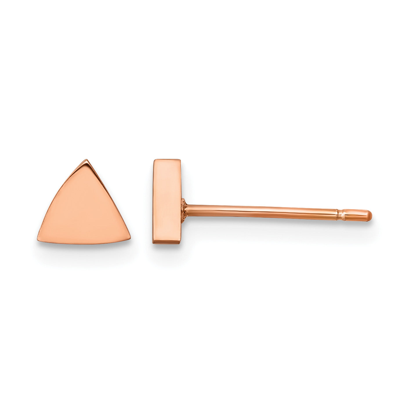 Stainless Steel Rose Gold-Tone Polished Button Earrings for Women
