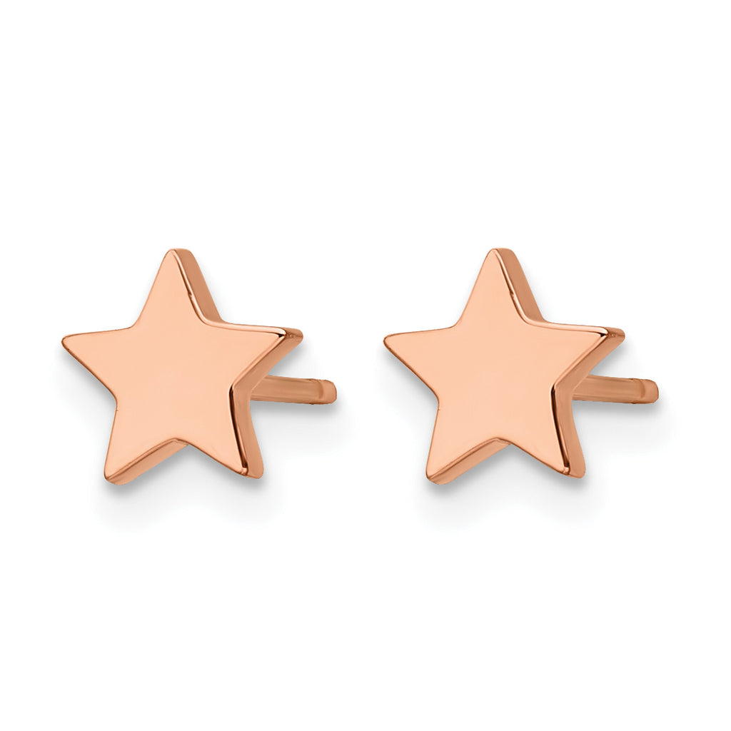 Stainless Steel Rose Gold-Tone Polished Star Button Earrings for Women