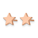 Stainless Steel Rose Gold-Tone Polished Star Button Earrings for Women