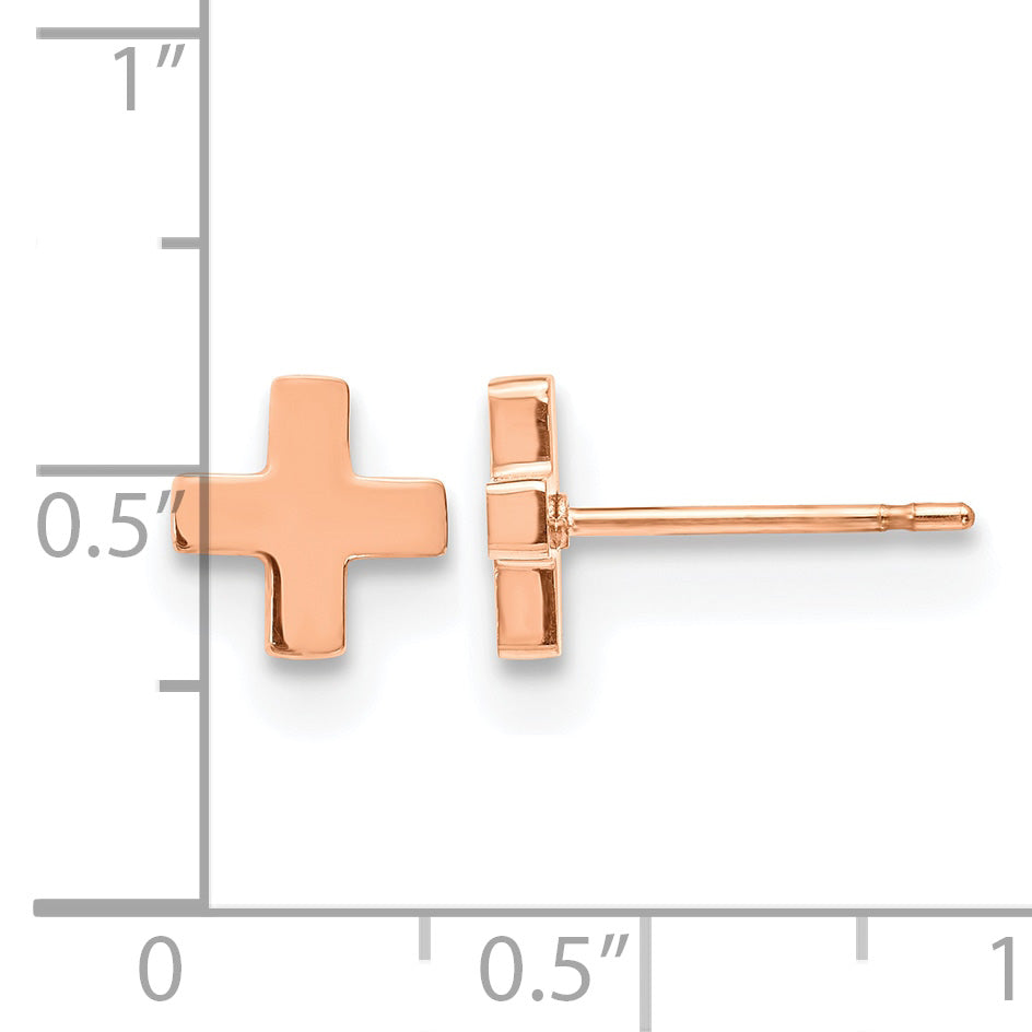 Stainless Steel Rose Gold-Tone Polished Button Earrings for Women