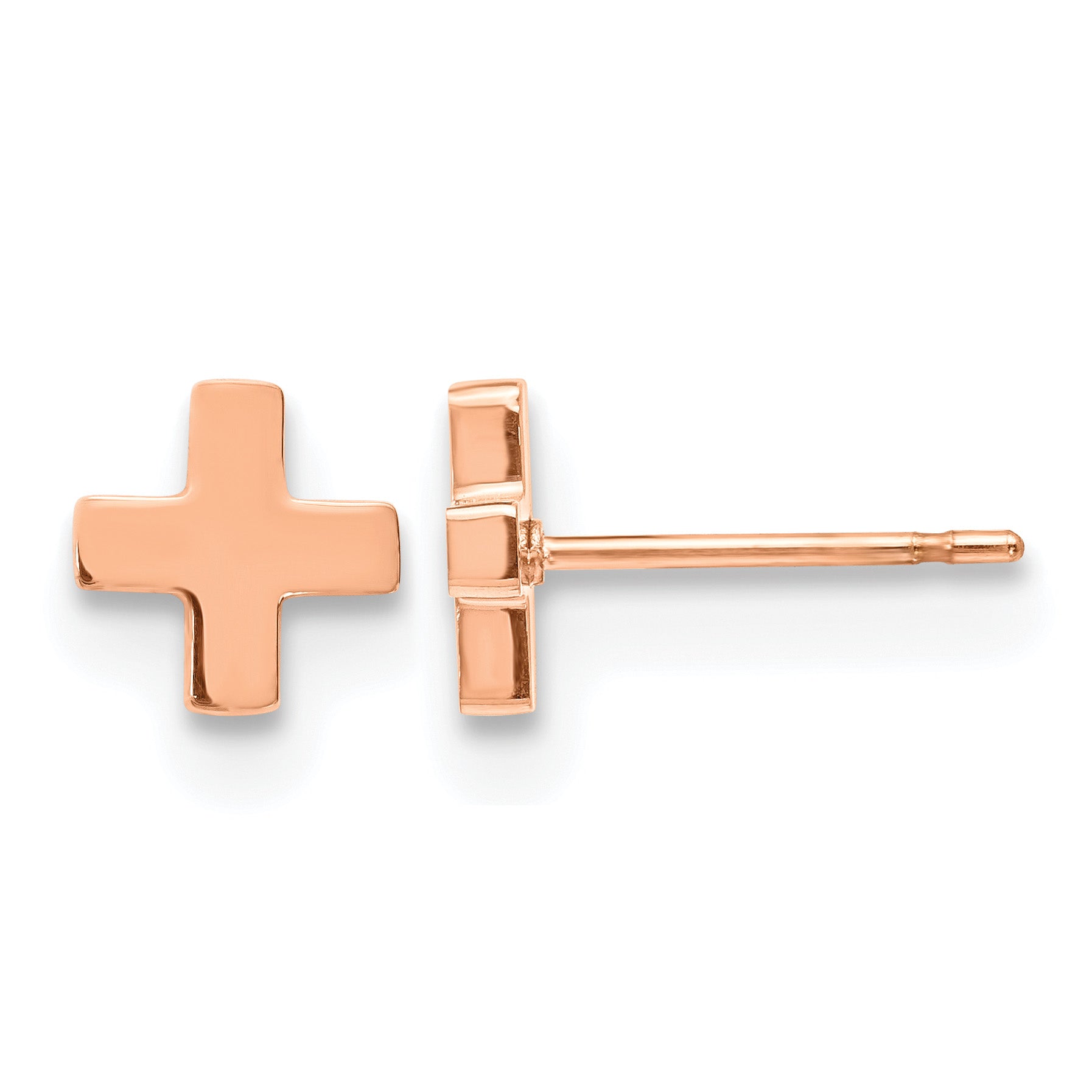 Stainless Steel Rose Gold-Tone Polished Button Earrings for Women Main image