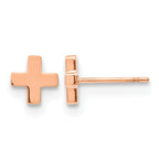 Stainless Steel Rose Gold-Tone Polished Button Earrings for Women