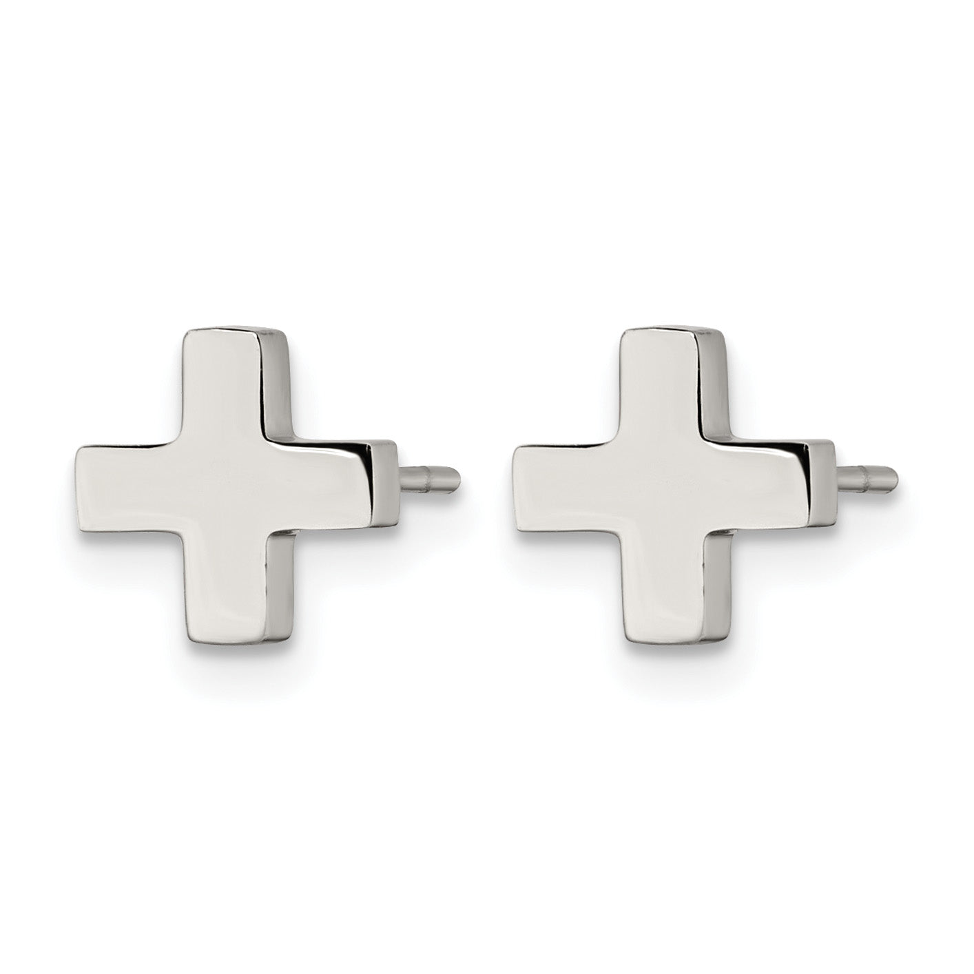 Stainless Steel Polished Button Earrings Secondary image
