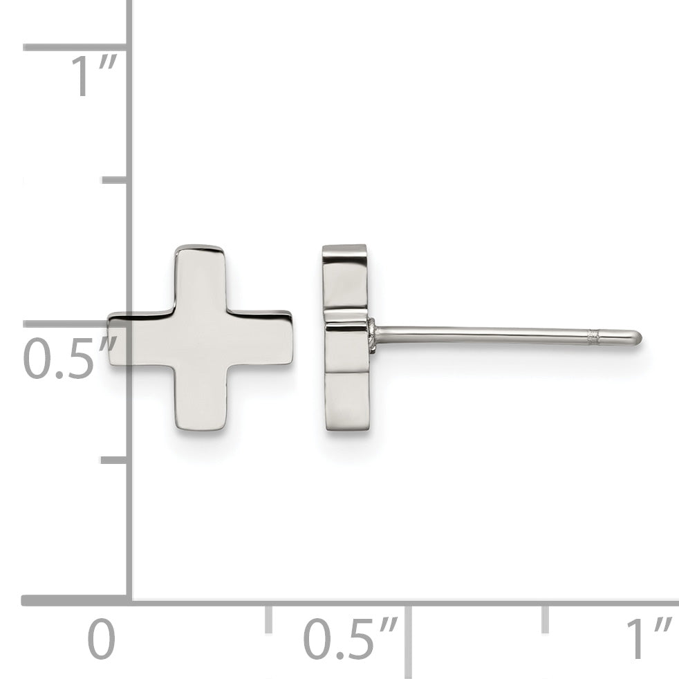 Stainless Steel Polished Button Earrings