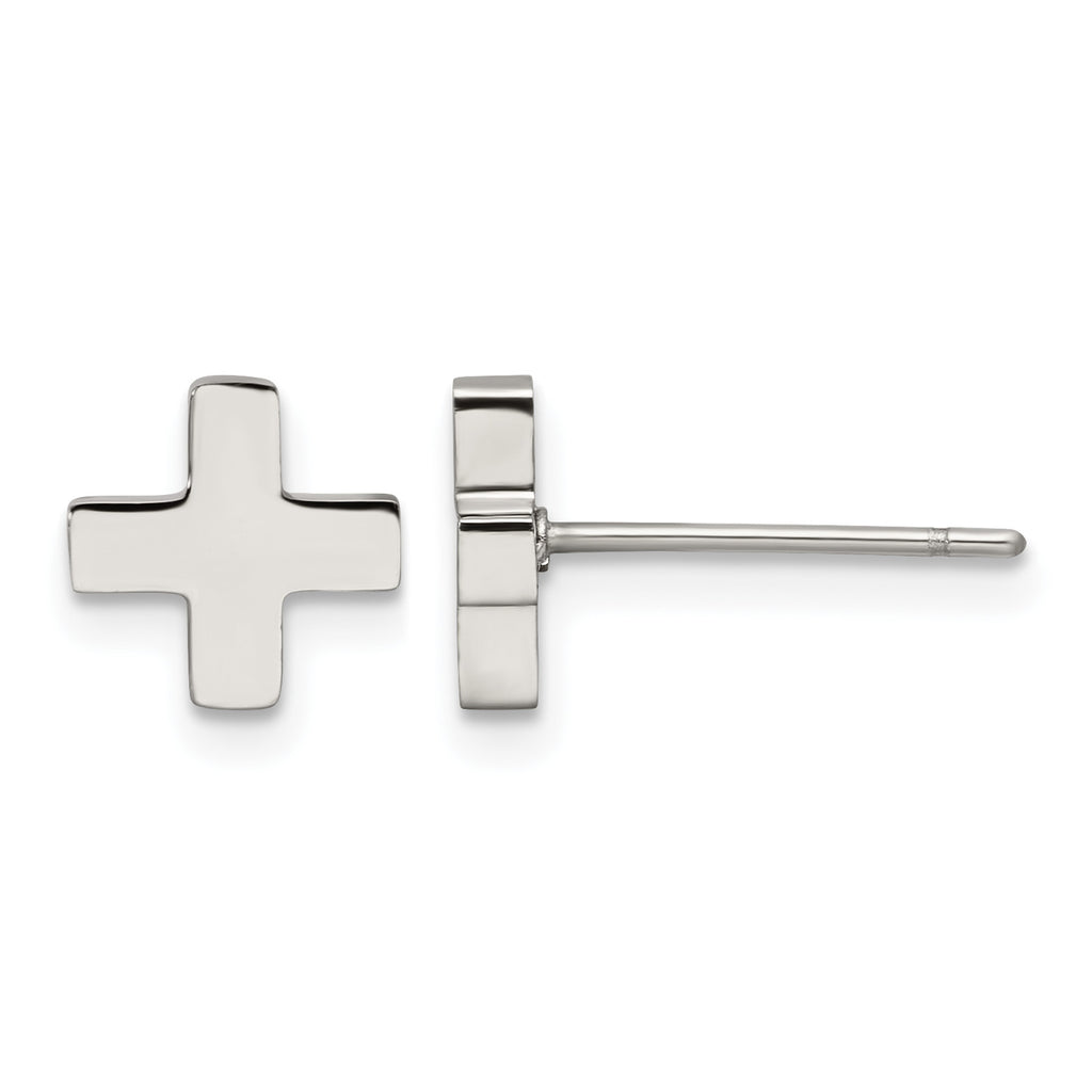 Stainless Steel Polished Button Earrings