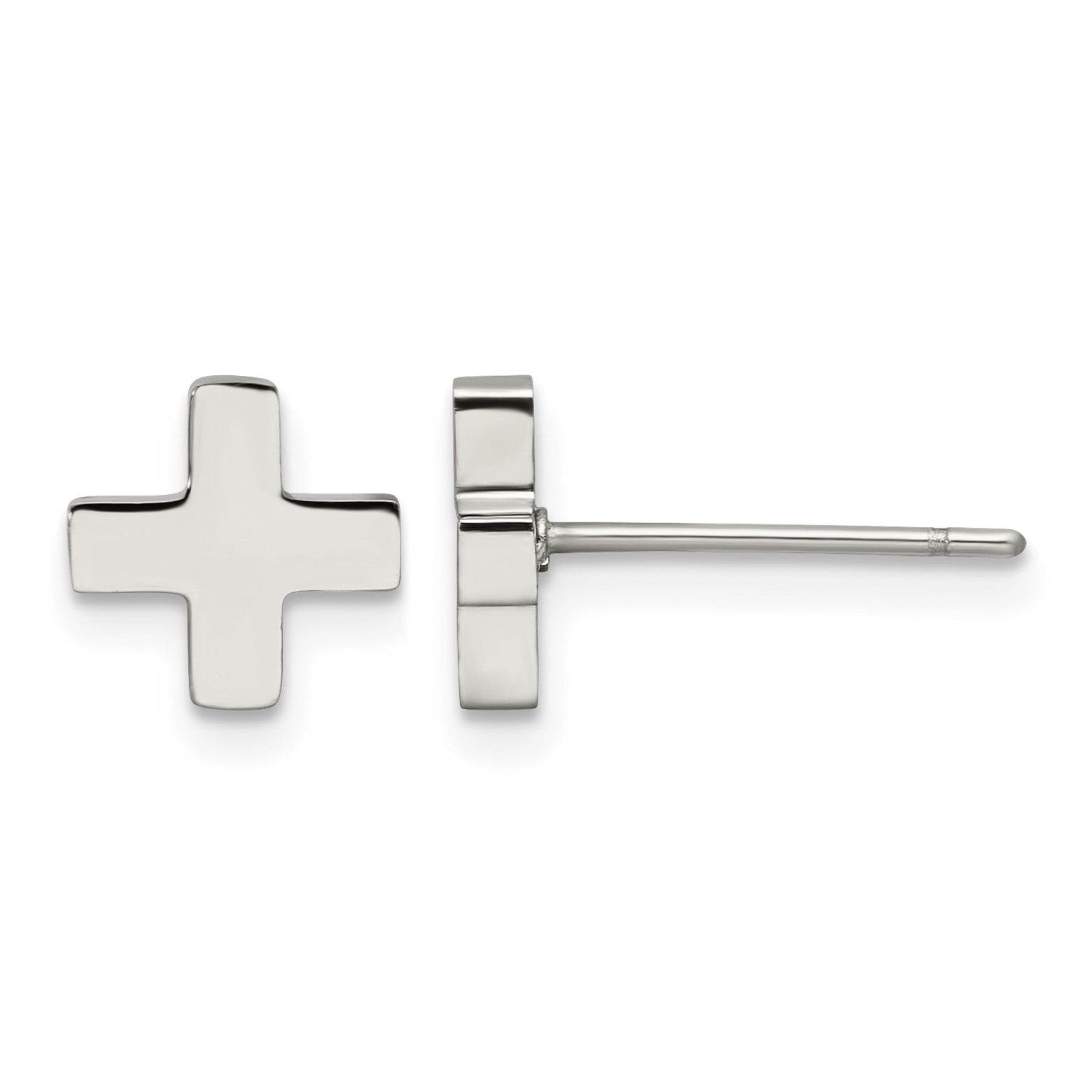 Stainless Steel Polished Button Earrings