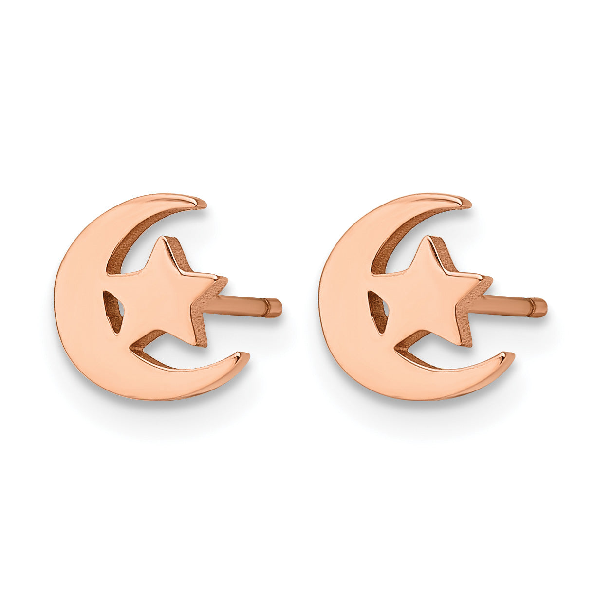 Stainless Steel Rose Gold-Tone Polished Star Button Earrings for Women Secondary image