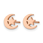 Stainless Steel Rose Gold-Tone Polished Star Button Earrings for Women