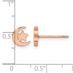 Stainless Steel Rose Gold-Tone Polished Star Button Earrings for Women