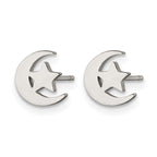 Stainless Steel Polished Star Button Earrings
