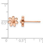 Stainless Steel Rose Gold-Tone Polished Flower Button Earrings for Women