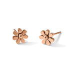 Stainless Steel Rose Gold-Tone Polished Flower Button Earrings for Women