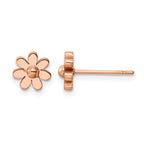Stainless Steel Rose Gold-Tone Polished Flower Button Earrings for Women