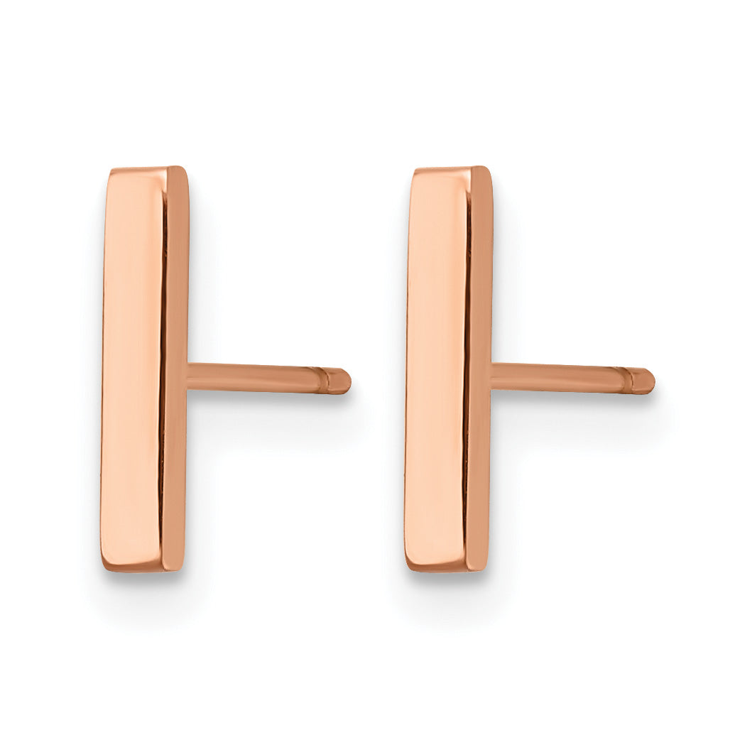 Stainless Steel Rose Gold-Tone Polished Button Earrings for Women