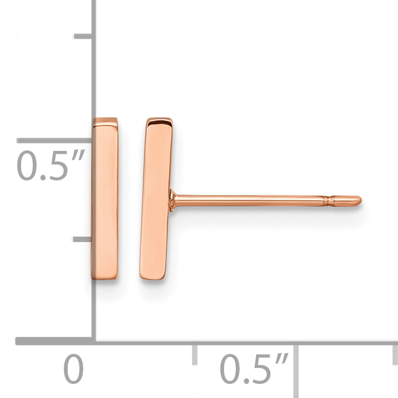 Stainless Steel Rose Gold-Tone Polished Button Earrings for Women