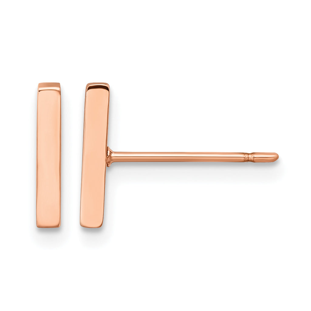 Stainless Steel Rose Gold-Tone Polished Button Earrings for Women