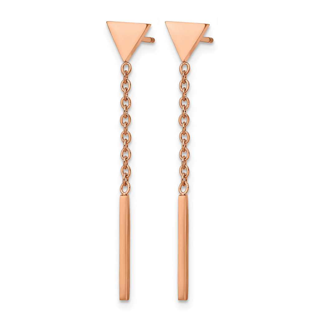Stainless Steel Rose Gold-Tone Polished Drop Dangle Earrings for Women