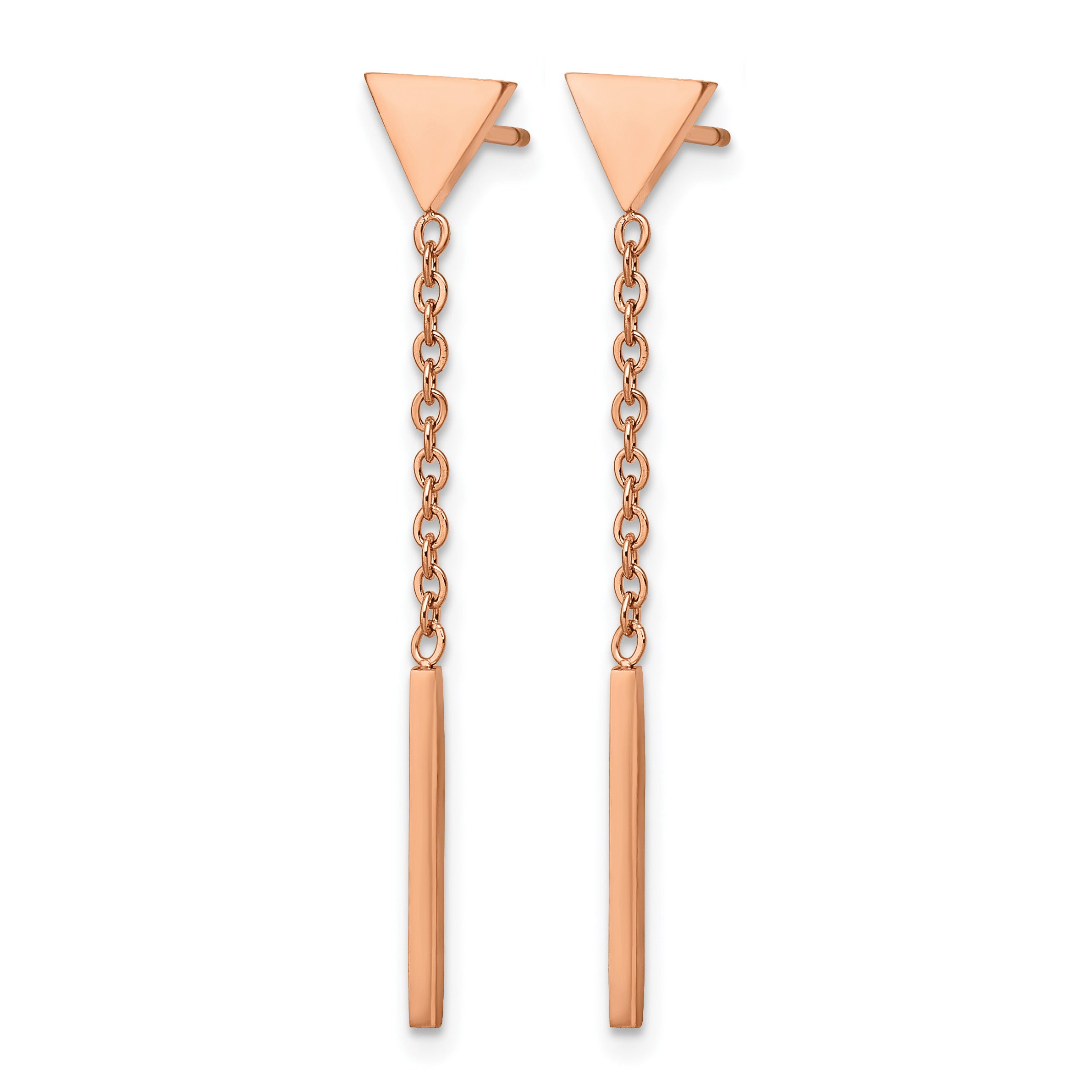 Stainless Steel Rose Gold-Tone Polished Drop Dangle Earrings for Women