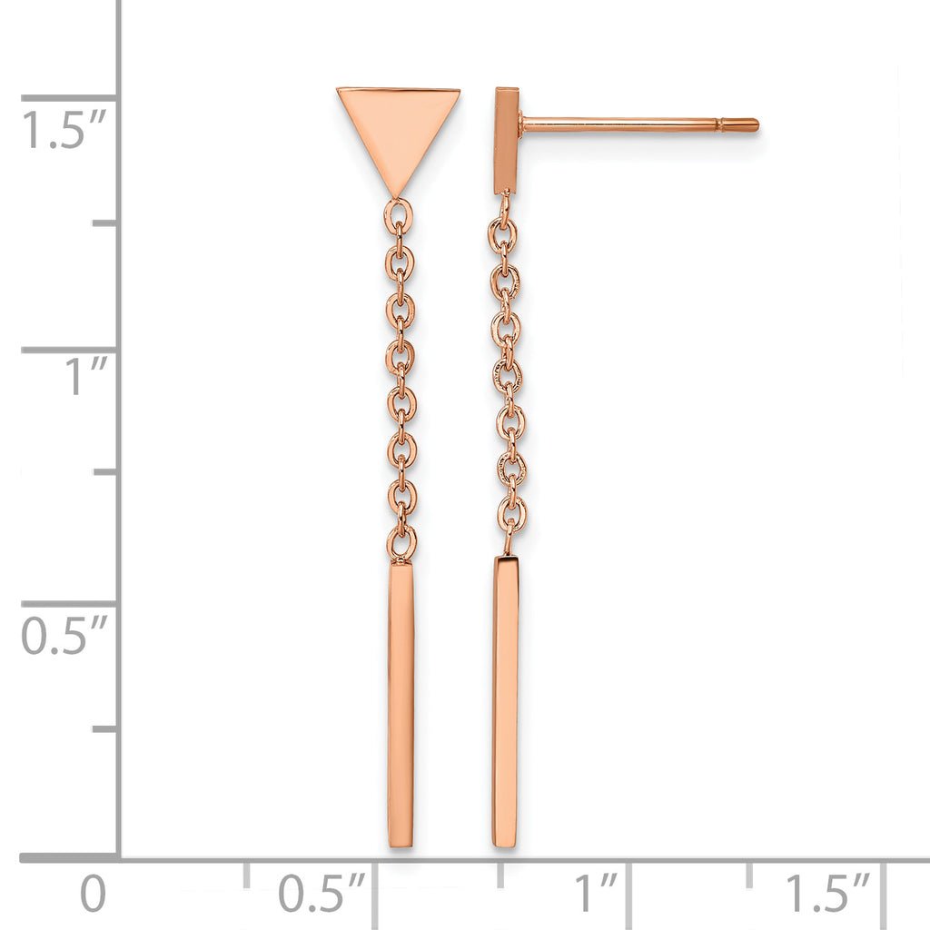 Stainless Steel Rose Gold-Tone Polished Drop Dangle Earrings for Women