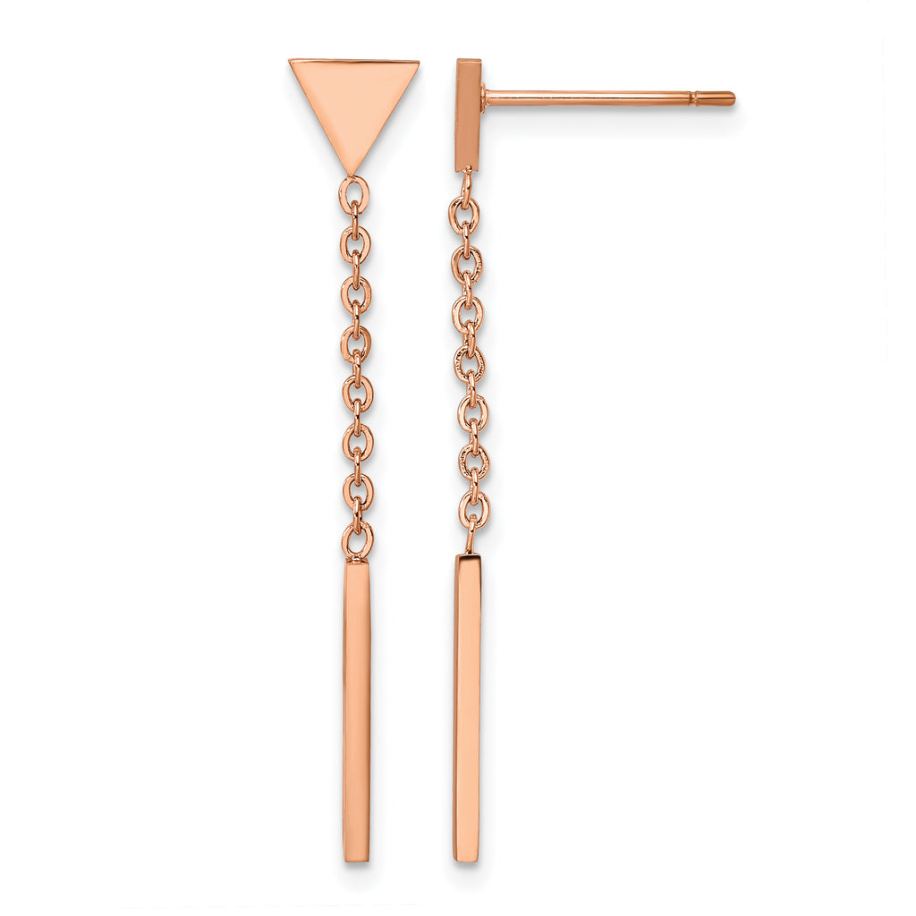 Stainless Steel Rose Gold-Tone Polished Drop Dangle Earrings for Women
