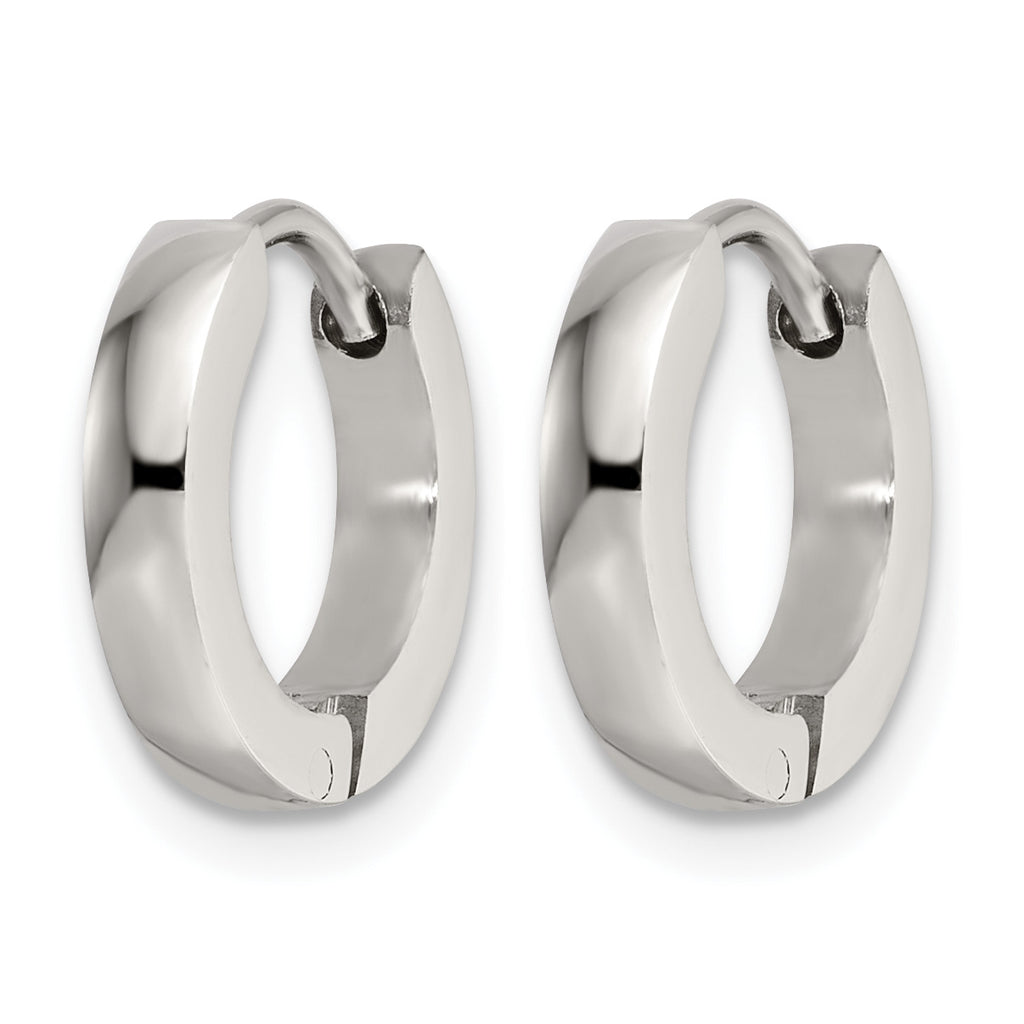 Stainless Steel Polished Hinged Huggie Hoop Earrings