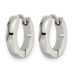 Stainless Steel Polished Hinged Huggie Hoop Earrings
