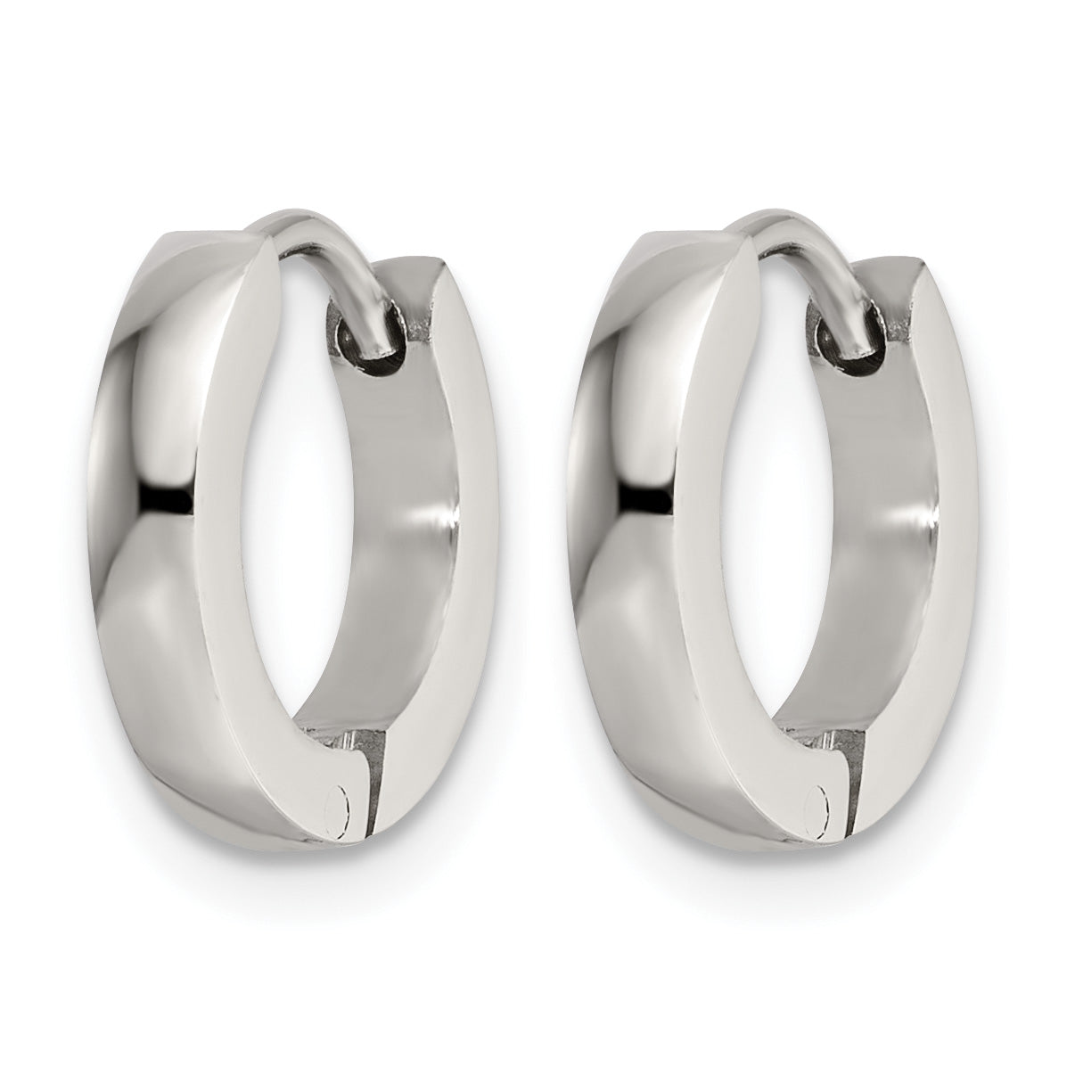 Stainless Steel Polished Hinged Huggie Hoop Earrings