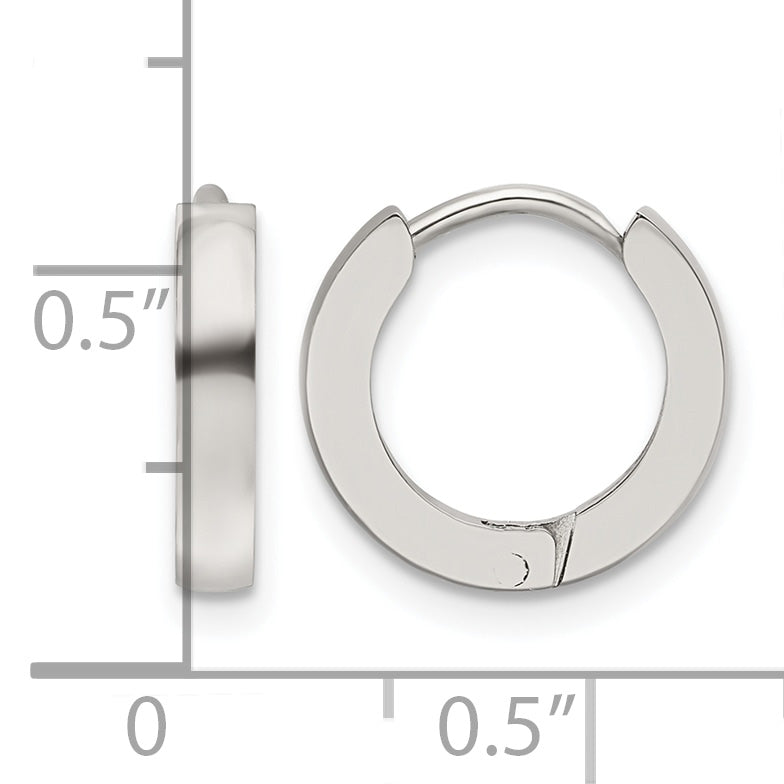 Stainless Steel Polished Hinged Huggie Hoop Earrings