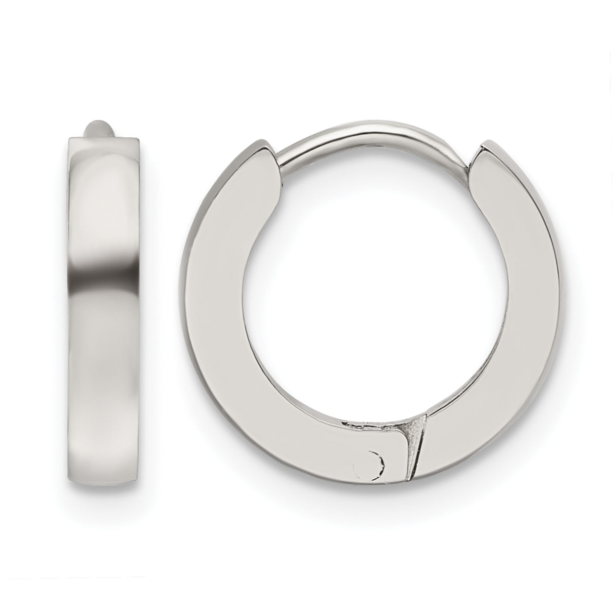 Stainless Steel Polished Hinged Huggie Hoop Earrings