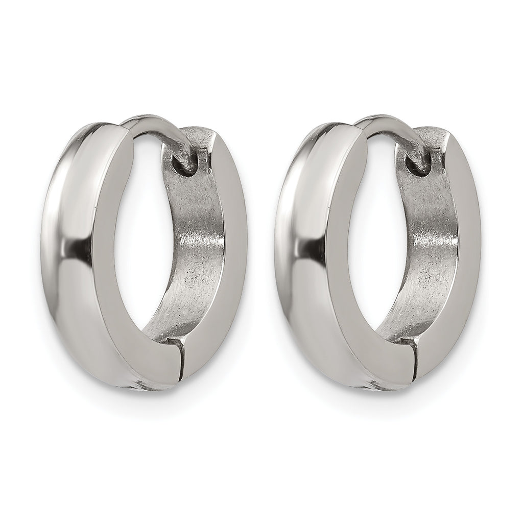 Stainless Steel Polished Hinged Huggie Hoop Earrings