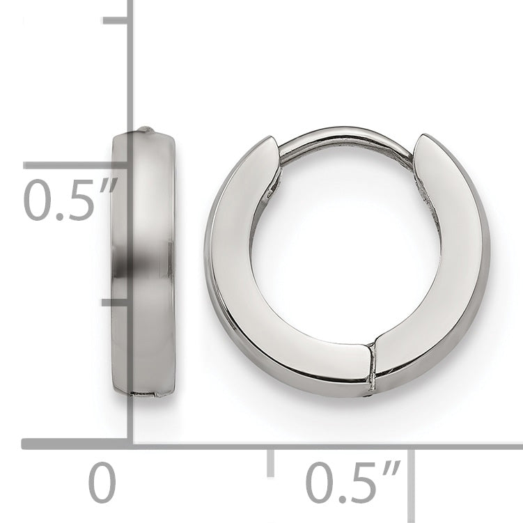 Stainless Steel Polished Hinged Huggie Hoop Earrings