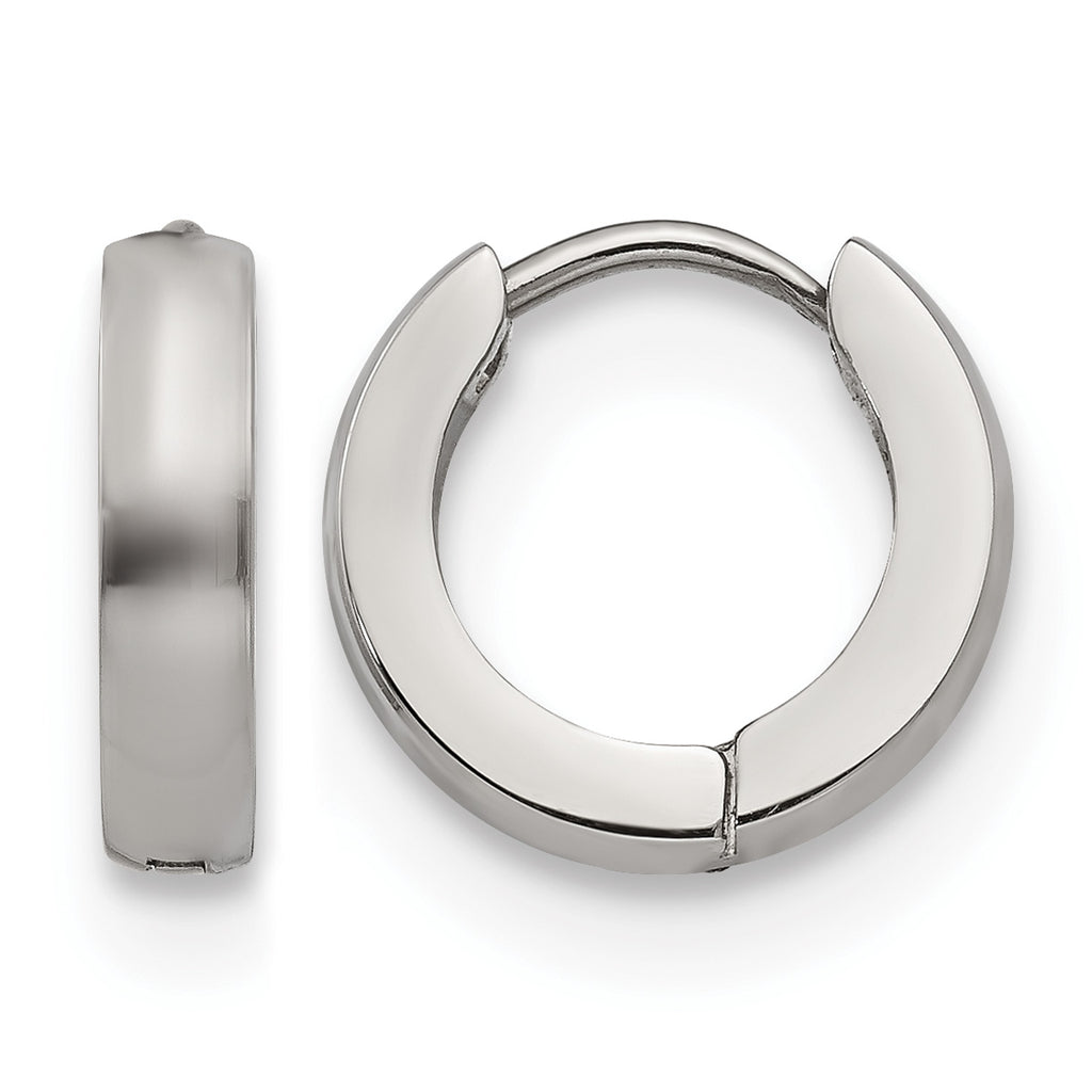 Stainless Steel Polished Hinged Huggie Hoop Earrings