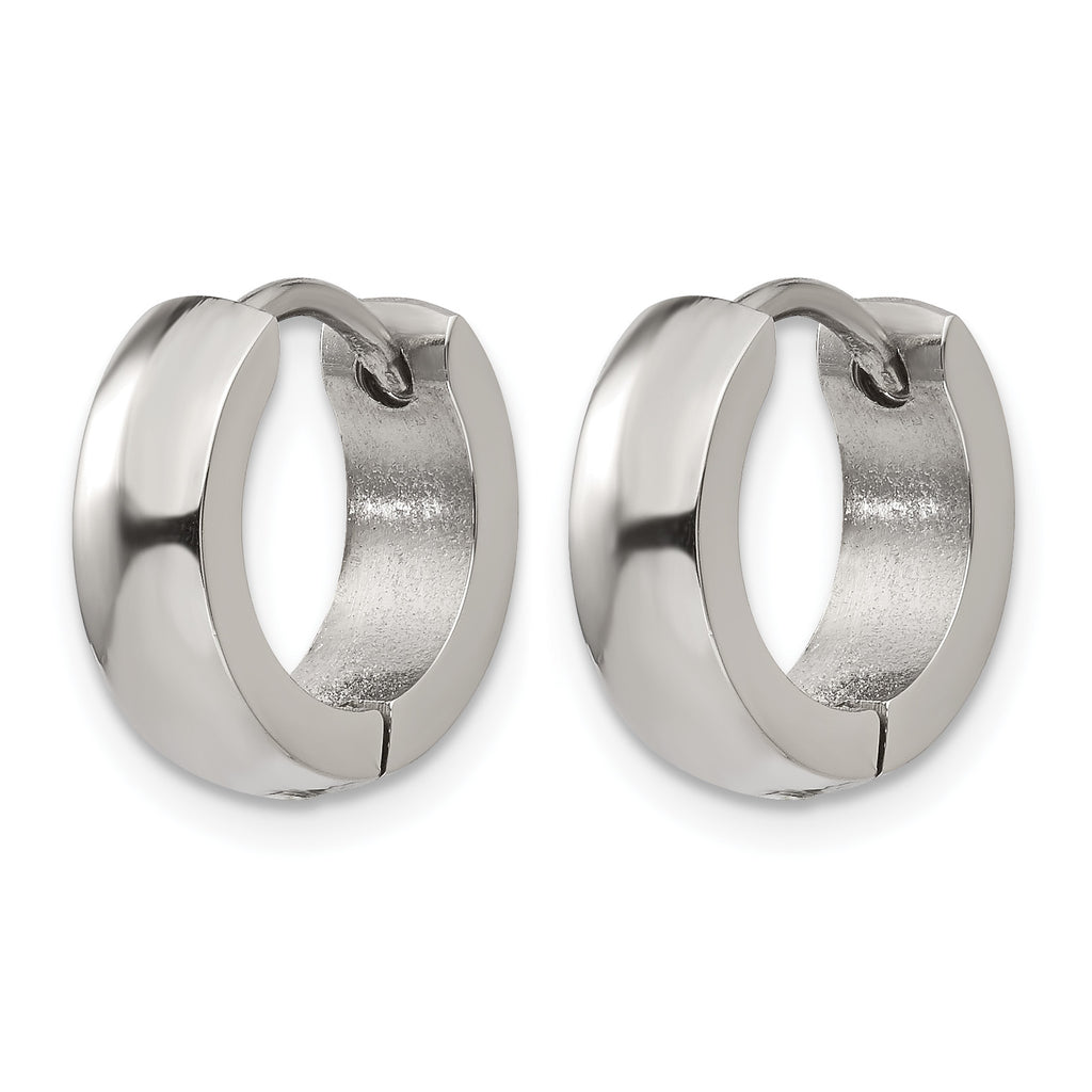 Stainless Steel Polished Hinged Huggie Hoop Earrings
