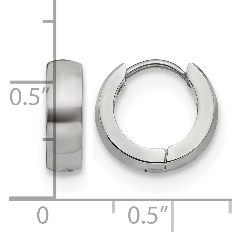 Stainless Steel Polished Hinged Huggie Hoop Earrings