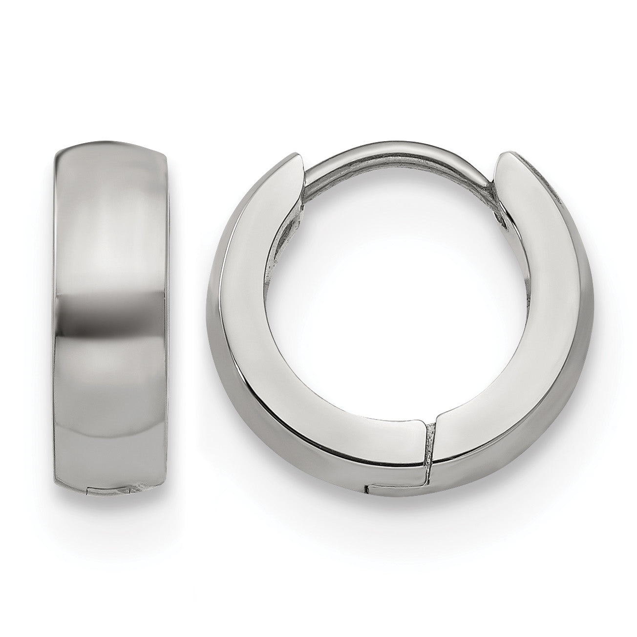 Stainless Steel Polished Hinged Huggie Hoop Earrings Main image